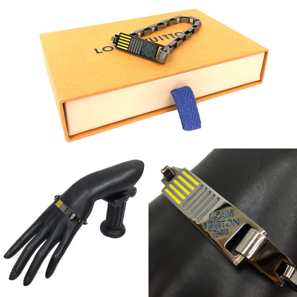 LOUIS VUITTON Damier Colors Bracelet MP2226 Metallic Silver Color Men's Accessor - Picture 2 of 3